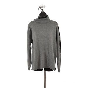 Vila Milano gray black Turtleneck Sweater size L